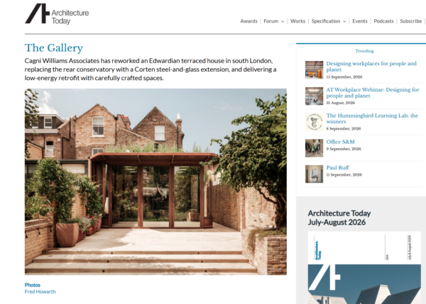 London Townhouse published in Architecture Today